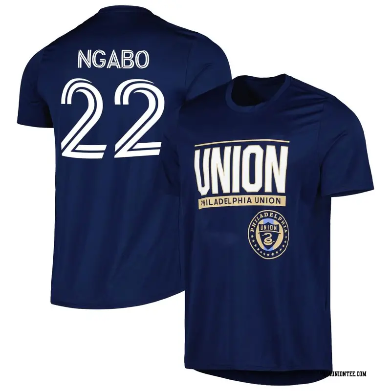 Men's Philadelphia Union ＃22 Sanders Ngabo Navy Name & Number Club Performance T-Shirt