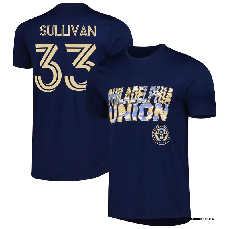 Men's Philadelphia Union ＃33 Quinn Sullivan Navy Name & Number Hook T-Shirt