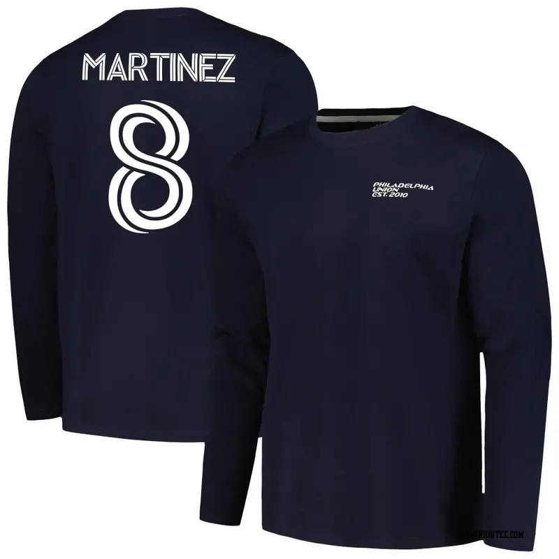 Men's Philadelphia Union ＃8 José Martínez Navy Name & Number Local Heavy Long Sleeve T-Shirt