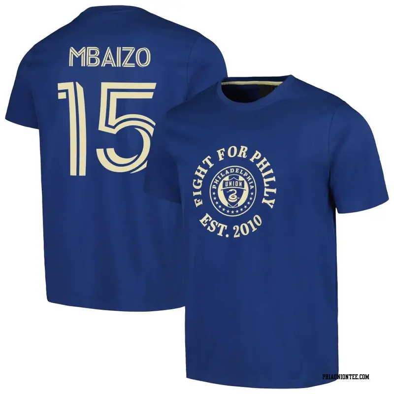 Youth Philadelphia Union ＃15 Olivier Mbaizo Navy Name & Number Round Heavy T-Shirt