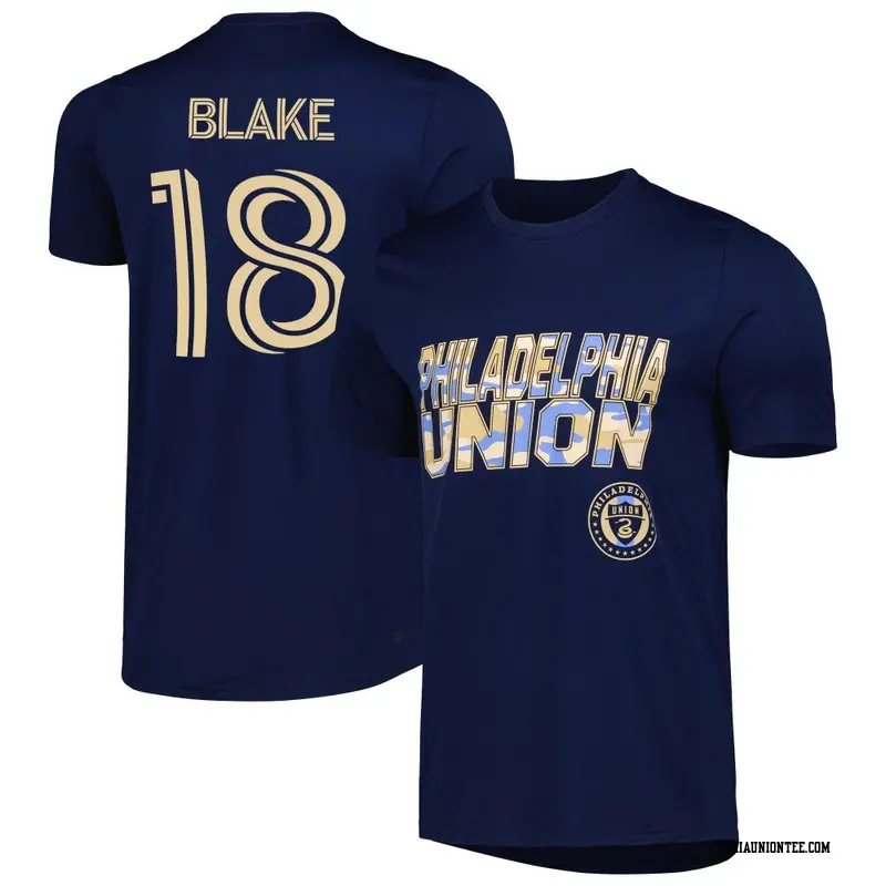 Youth Philadelphia Union ＃18 Andre Blake Navy Name & Number Hook T-Shirt